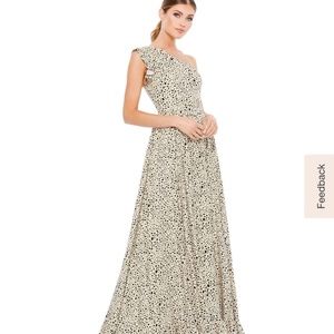 Maxi One Shoulder  Black Print Evening Gown